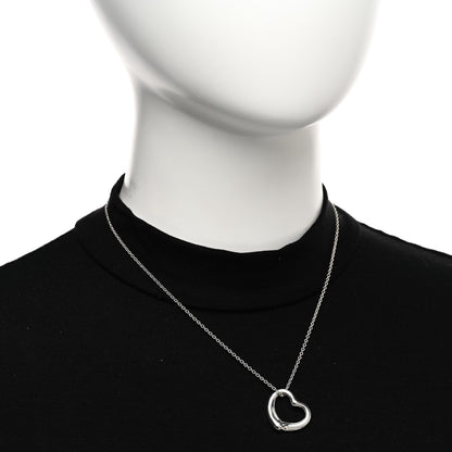 Tiffany Sterling Silver 22mm Elsa Peretti Open Heart Pendant Necklace 2 of 4