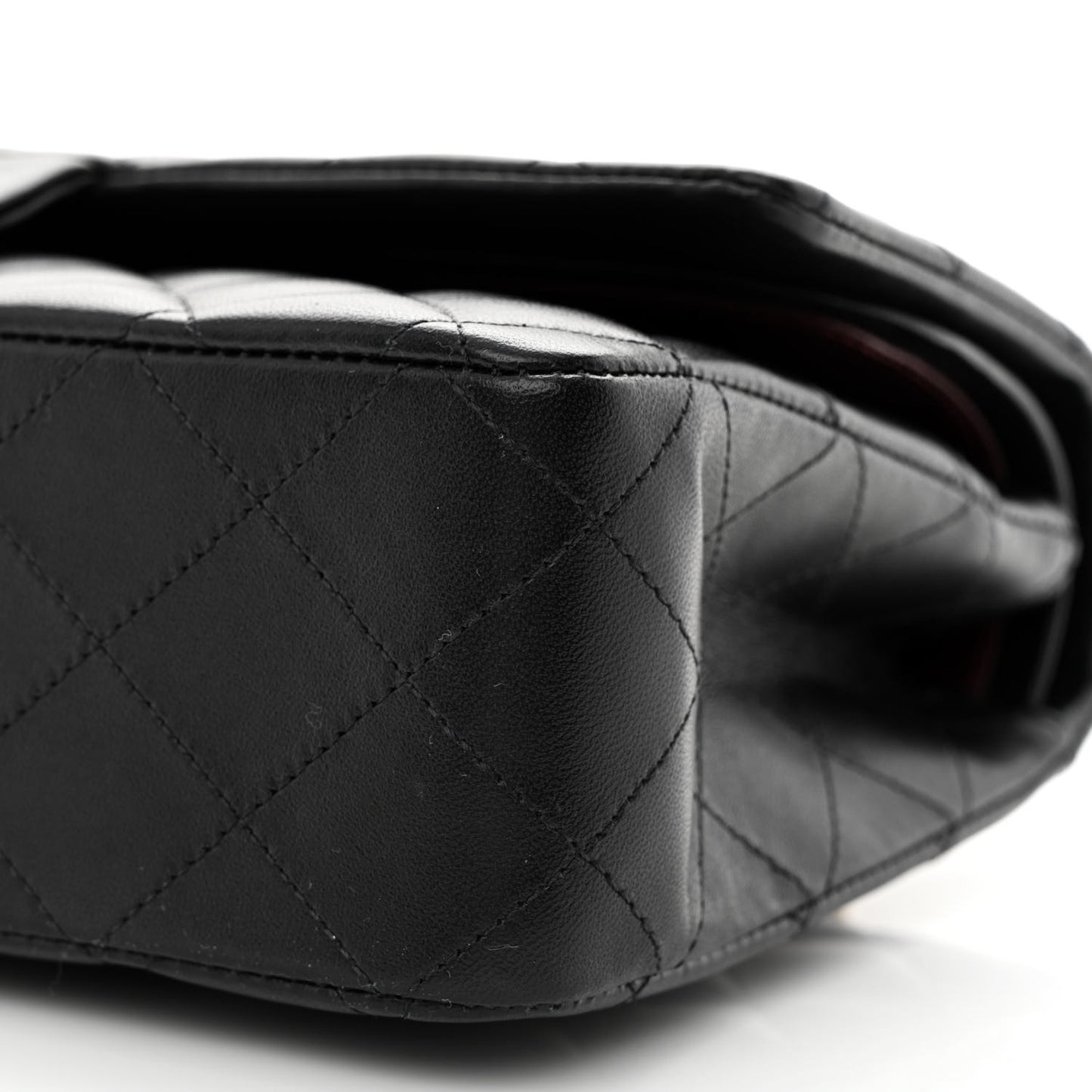 Lambskin Quilted Medium Double Flap Black