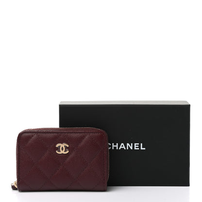 Chanel Caviar Quilted Zip Around Coin Purse Burgundy 8 of 8