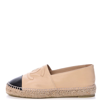 Chanel Lambskin CC Espadrilles 36 Beige Black 1 of 10
