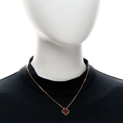 Van Cleef & Arpels 18K Yellow Gold Carnelian Vintage Alhambra Pendant Necklace 2 of 5