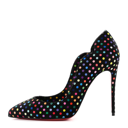 Christian Louboutin Suede Polka Dot Hot Chick 100 Pumps 35.5 Black Multicolor 1 of 8
