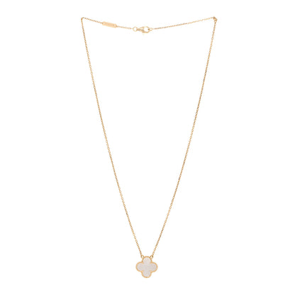 Van Cleef & Arpels 18K Yellow Gold Mother of Pearl Vintage Alhambra Pendant Necklace 3 of 6