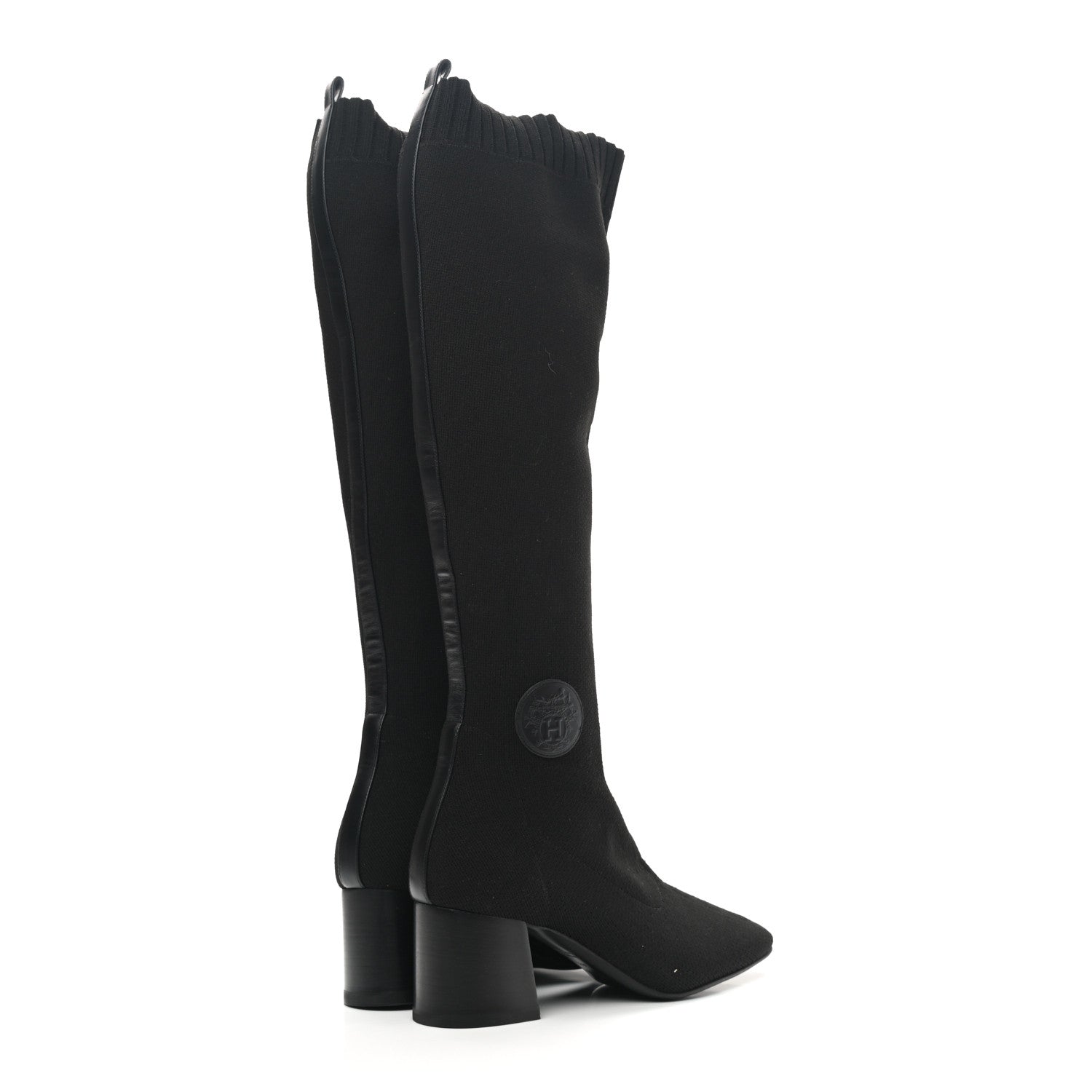 Hermes Knit Calfskin Fontaine 60 Boots 38.5 Black 4 of 8