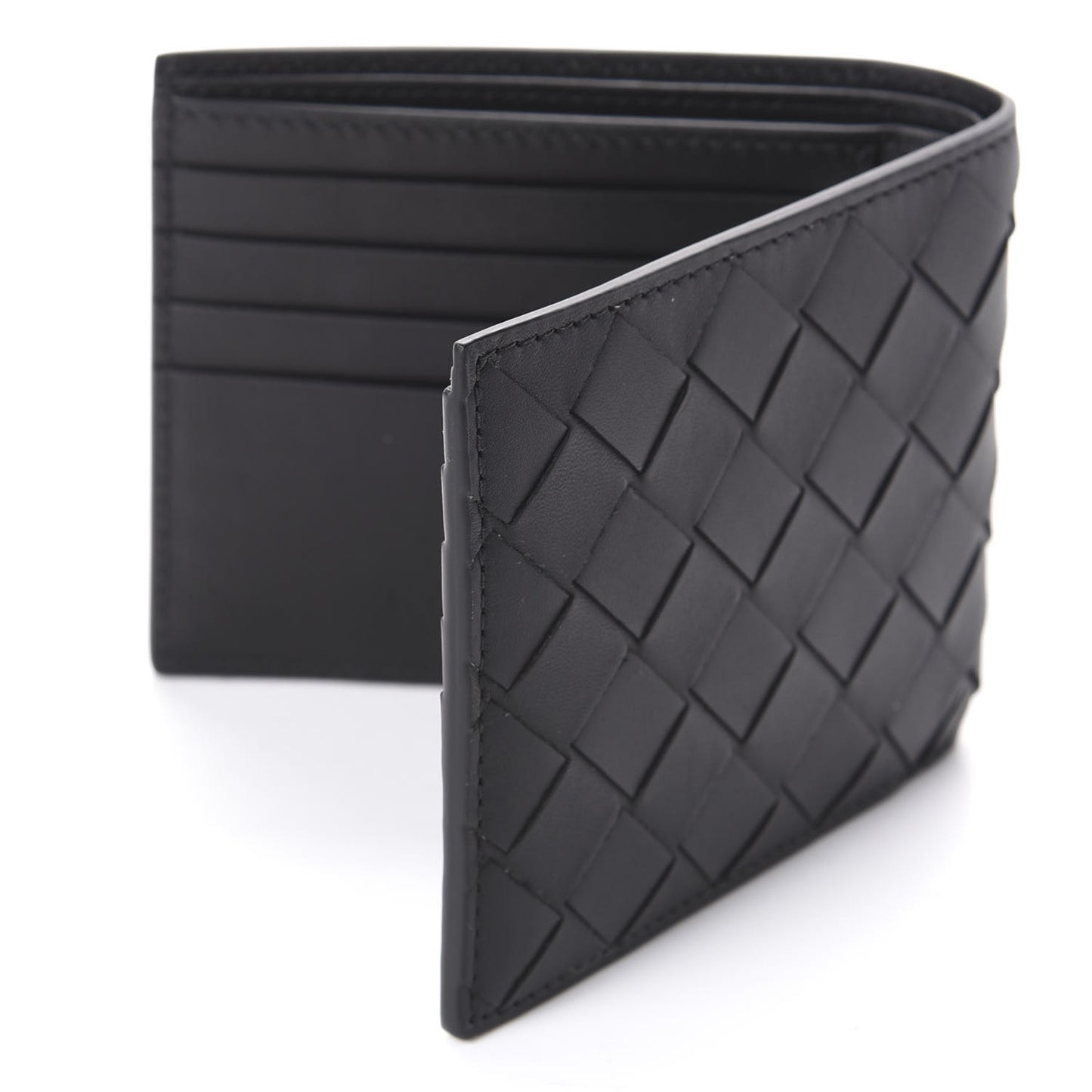 Nappa Maxi Intrecciato Bi-Fold Wallet Black