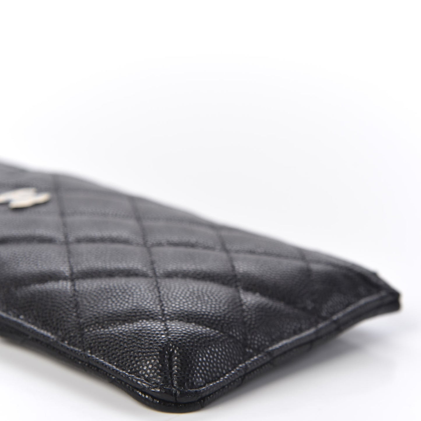 Caviar Quilted Classic Flat Wallet Pouch Black