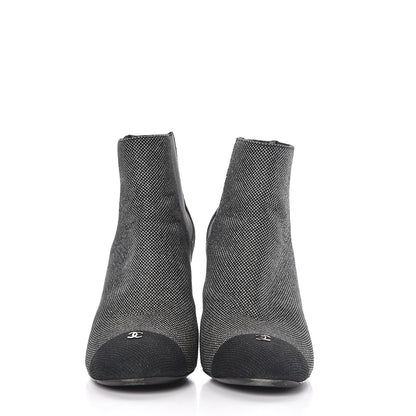 Chanel Mesh CC Cap Toe Ankle Boots 42 Argent Black 2 of 11