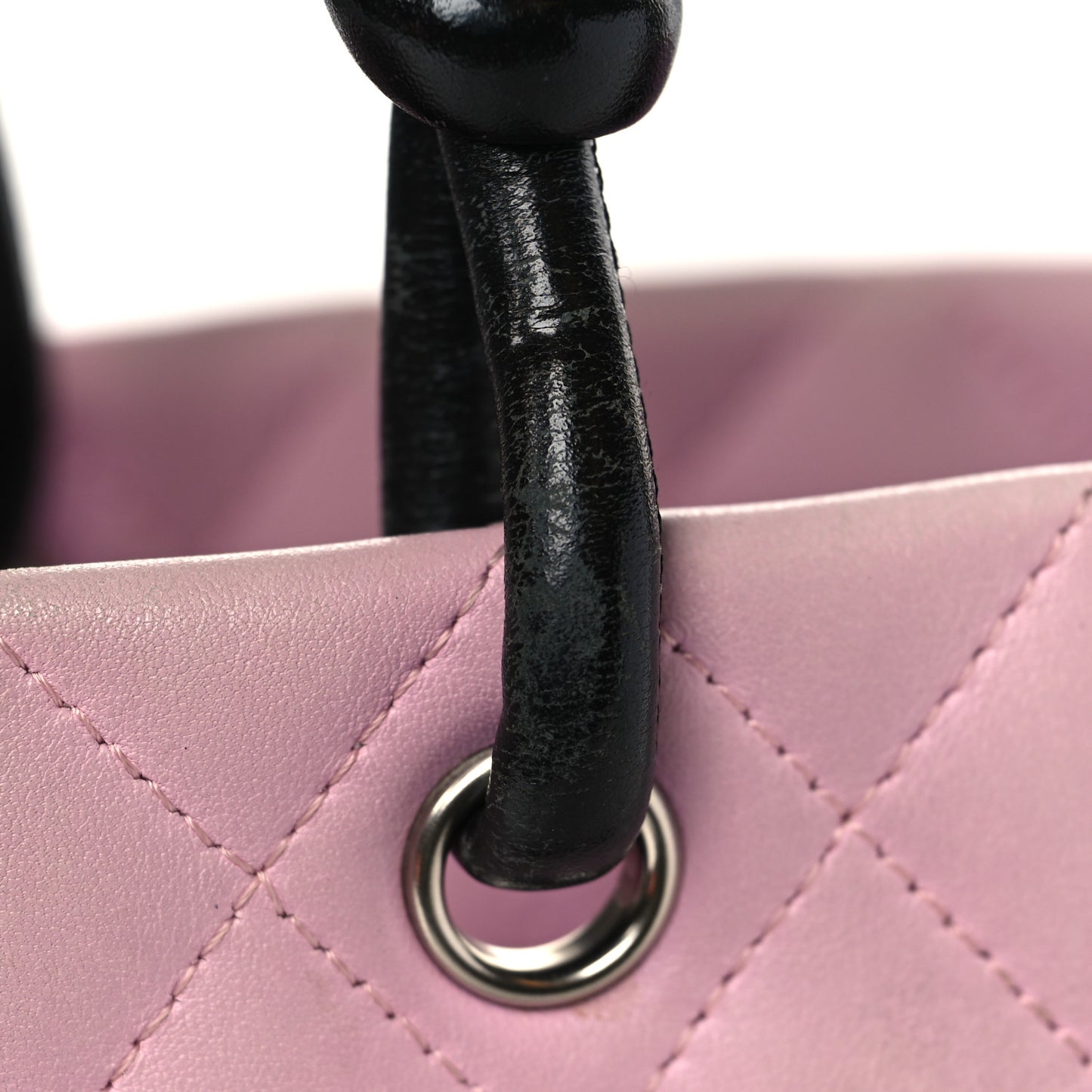 Calfskin Quilted Medium Cambon Tote Pink Black