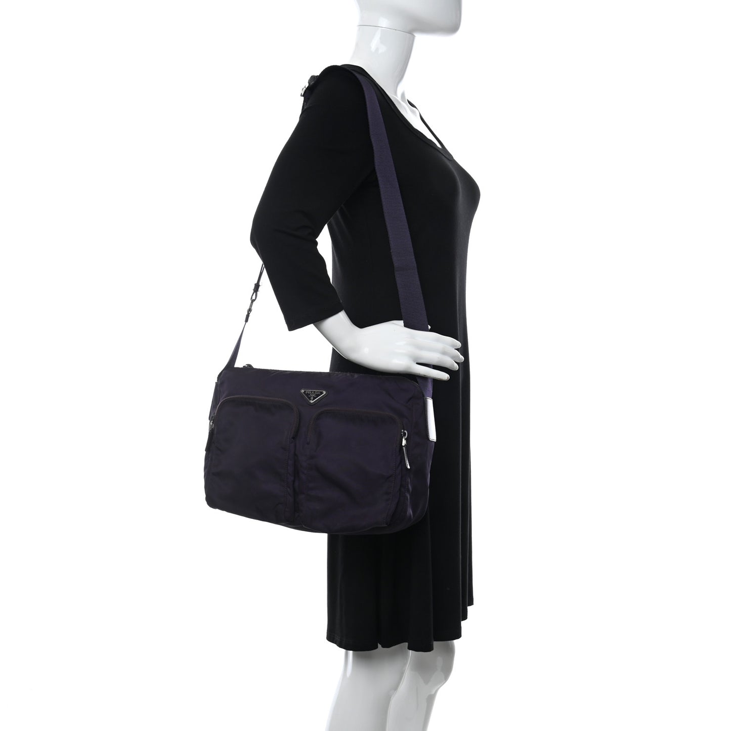 Tessuto Nylon Saffiano Messenger Bag Purple