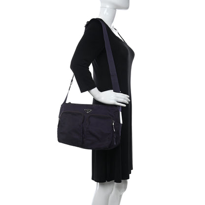 Prada Tessuto Nylon Saffiano Messenger Bag Purple 2 of 10