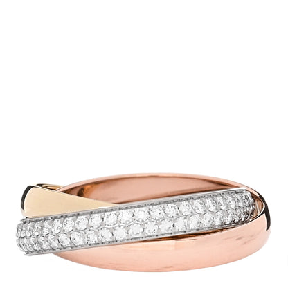 Cartier 18K White Yellow Pink Gold Diamond Small Trinity Paved Ring 48 4.5 1 of 6