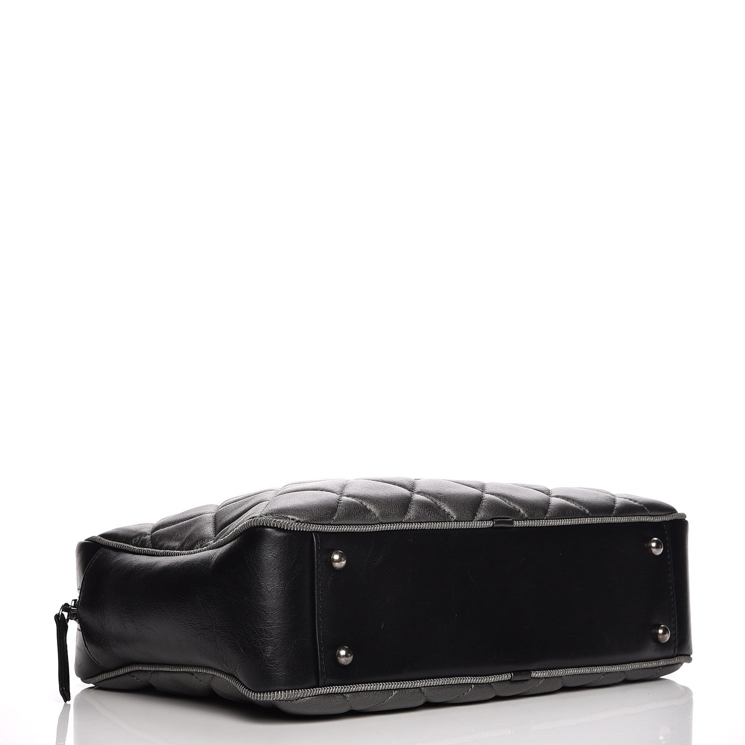 Chanel Metallic Calfskin Quilted Large Ballerine Camera Case Dark Grey Black 4 of 10