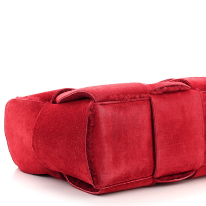 Bottega Veneta Suede Shearling Maxi Intrecciato Small Arco Tote Red 10 of 12