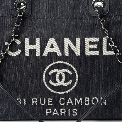 Chanel Denim Small Deauville Tote Dark Blue 10 of 10
