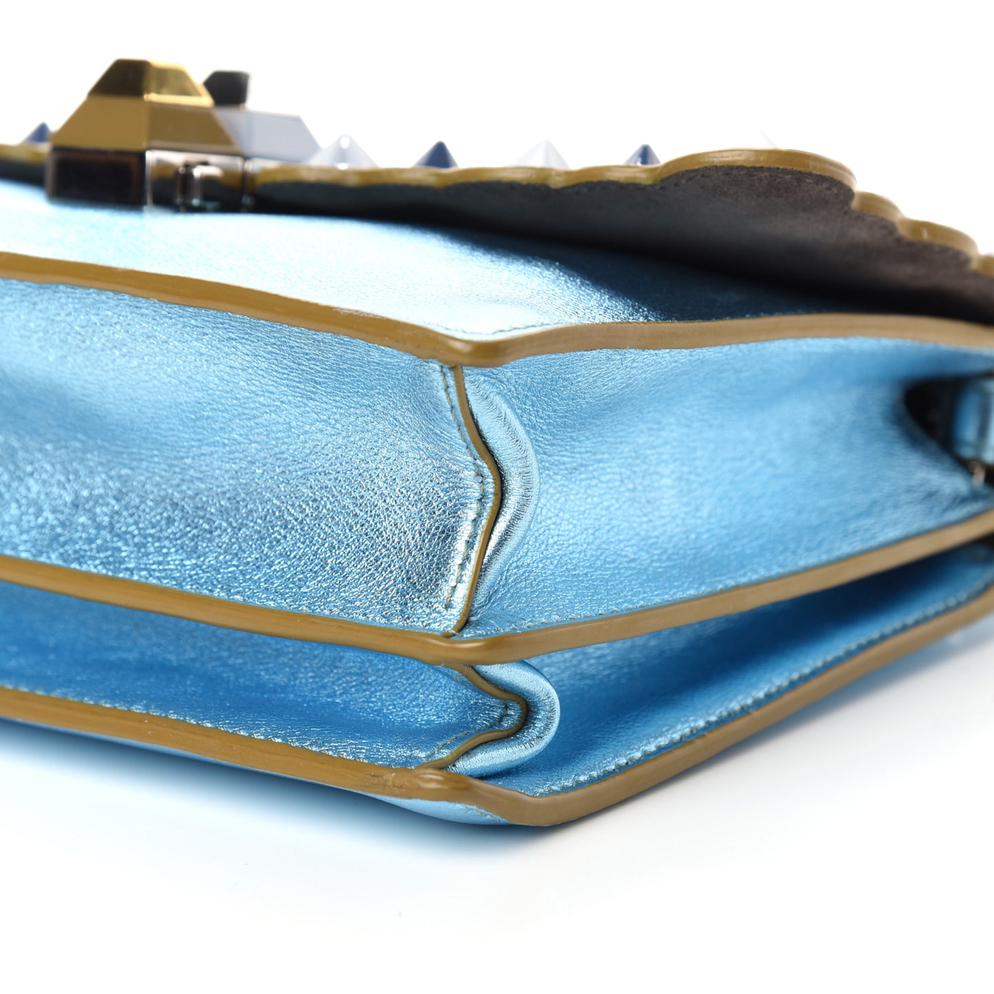 Vitello Catalan Mirror Scalloped Multi Studded Small Kan I Shoulder Bag Blue