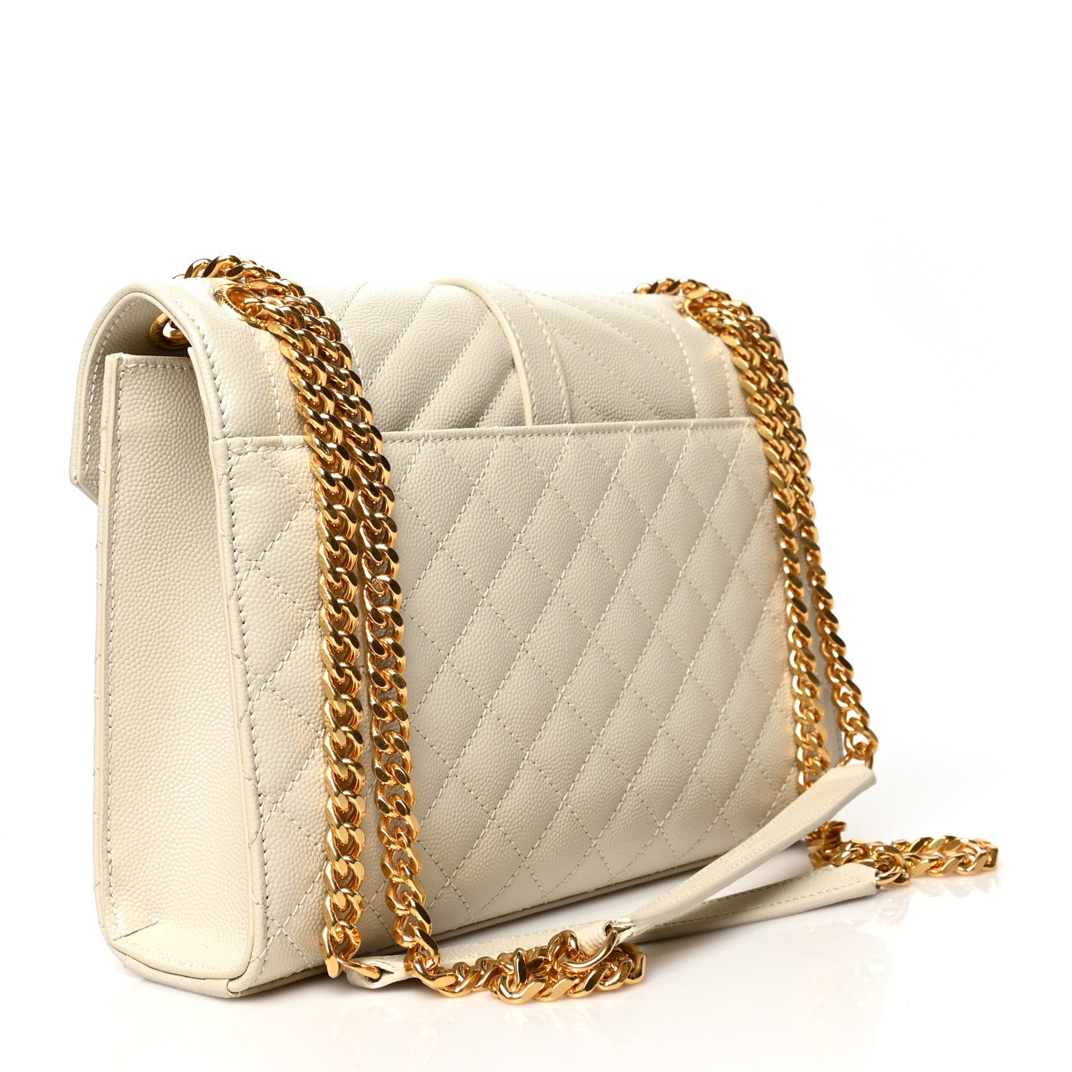Saint Laurent Grain De Poudre Textured Mixed Matelasse Medium Triquilt Monogram Satchel Porcellana 3 of 10