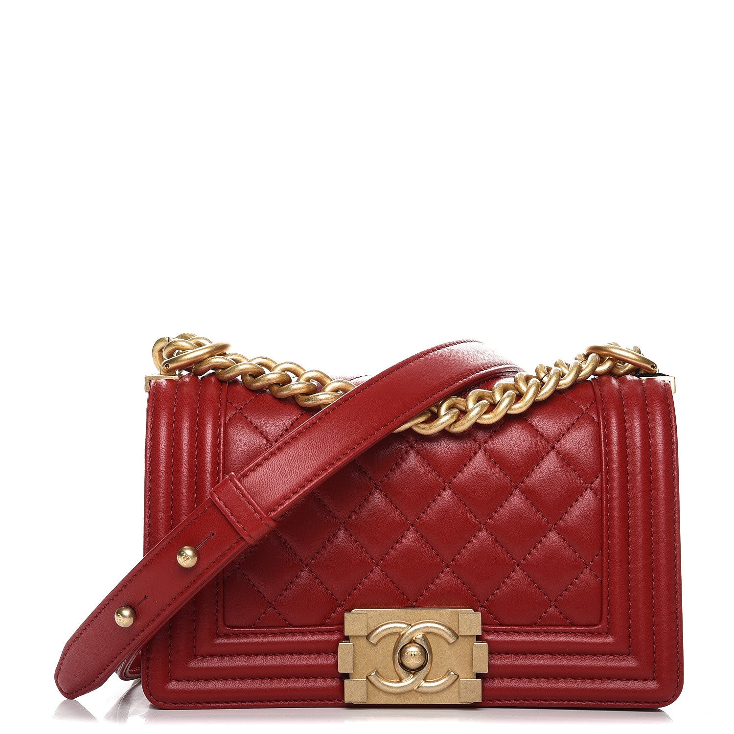 Chanel Lambskin Quilted Small Boy Flap Dark Red 1 of 7