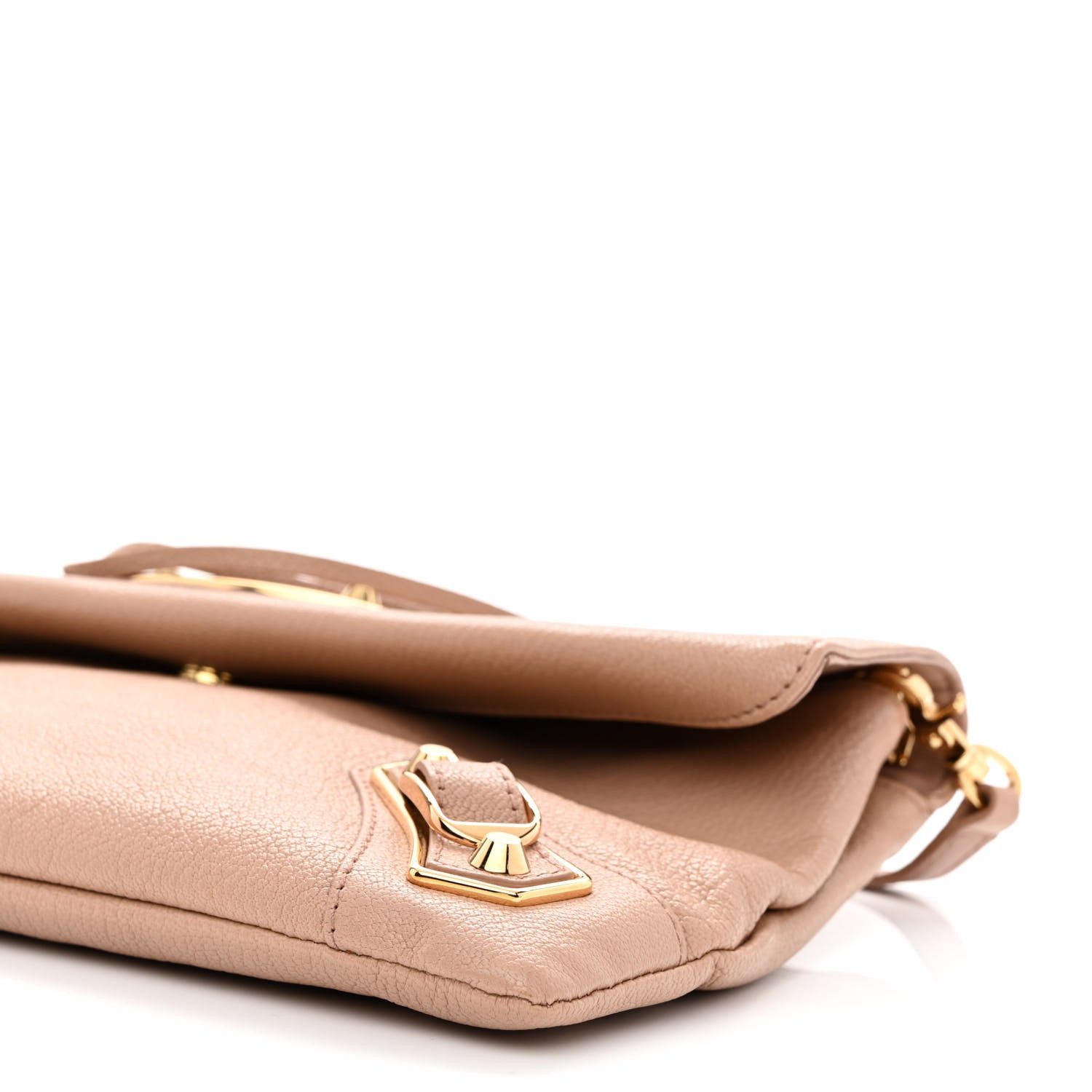 Balenciaga Chevre Gold Metallic Edge Hardware Envelope Clutch Rose Des Sables 10 of 11