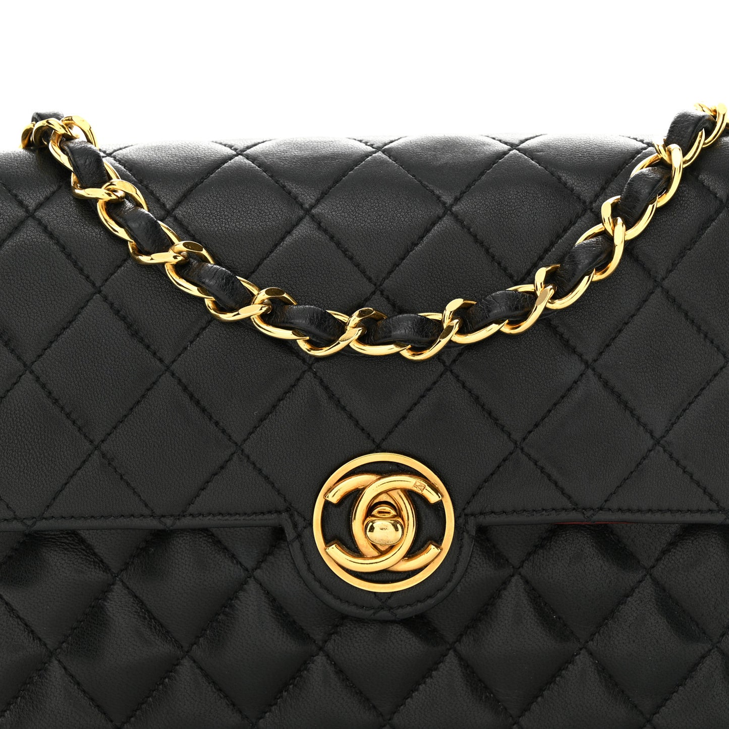 Lambskin Quilted Small Single Flap Bag Black