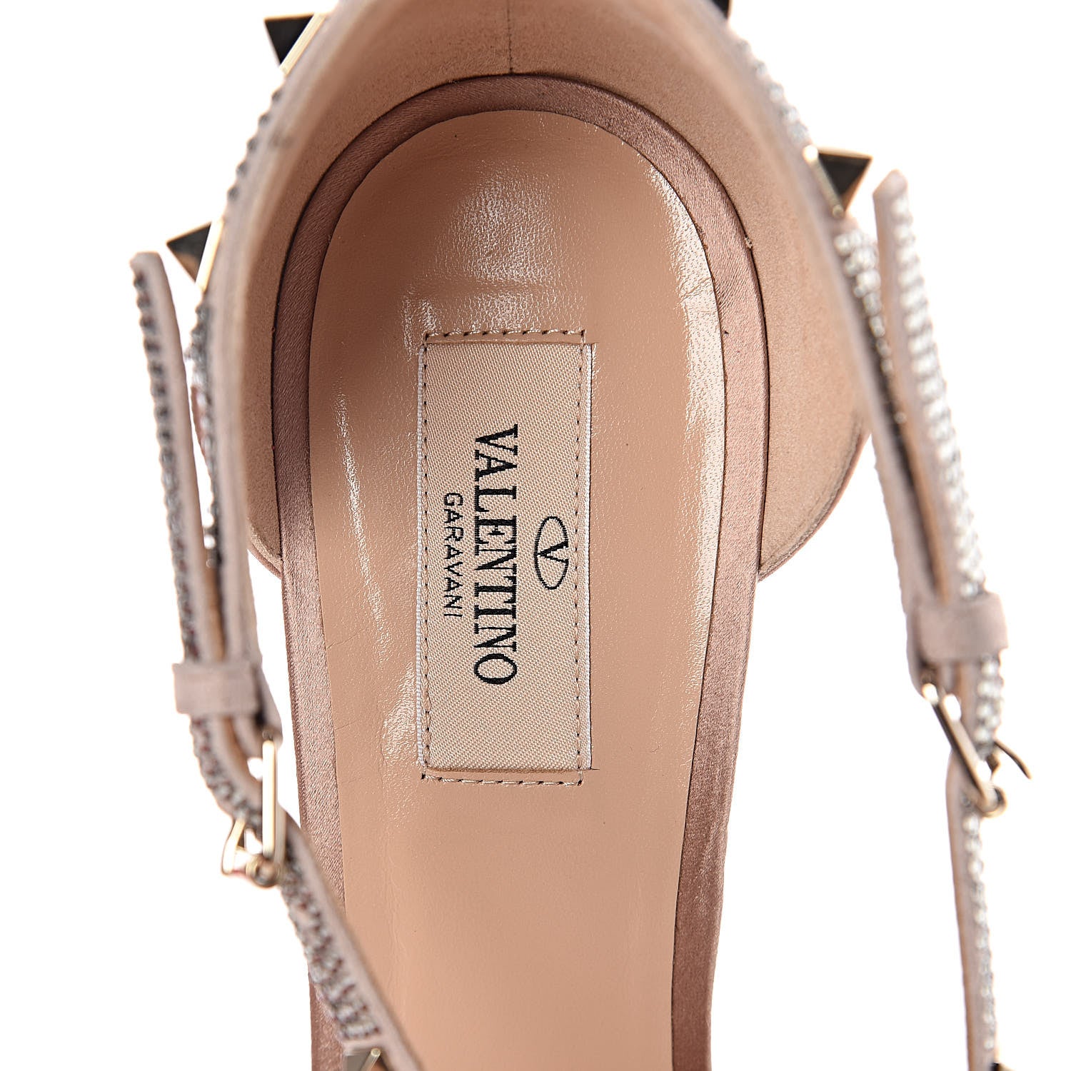Valentino Garavani Satin Crystal Rockstud Crisscross 70mm Sandals 41 Poudre 8 of 10