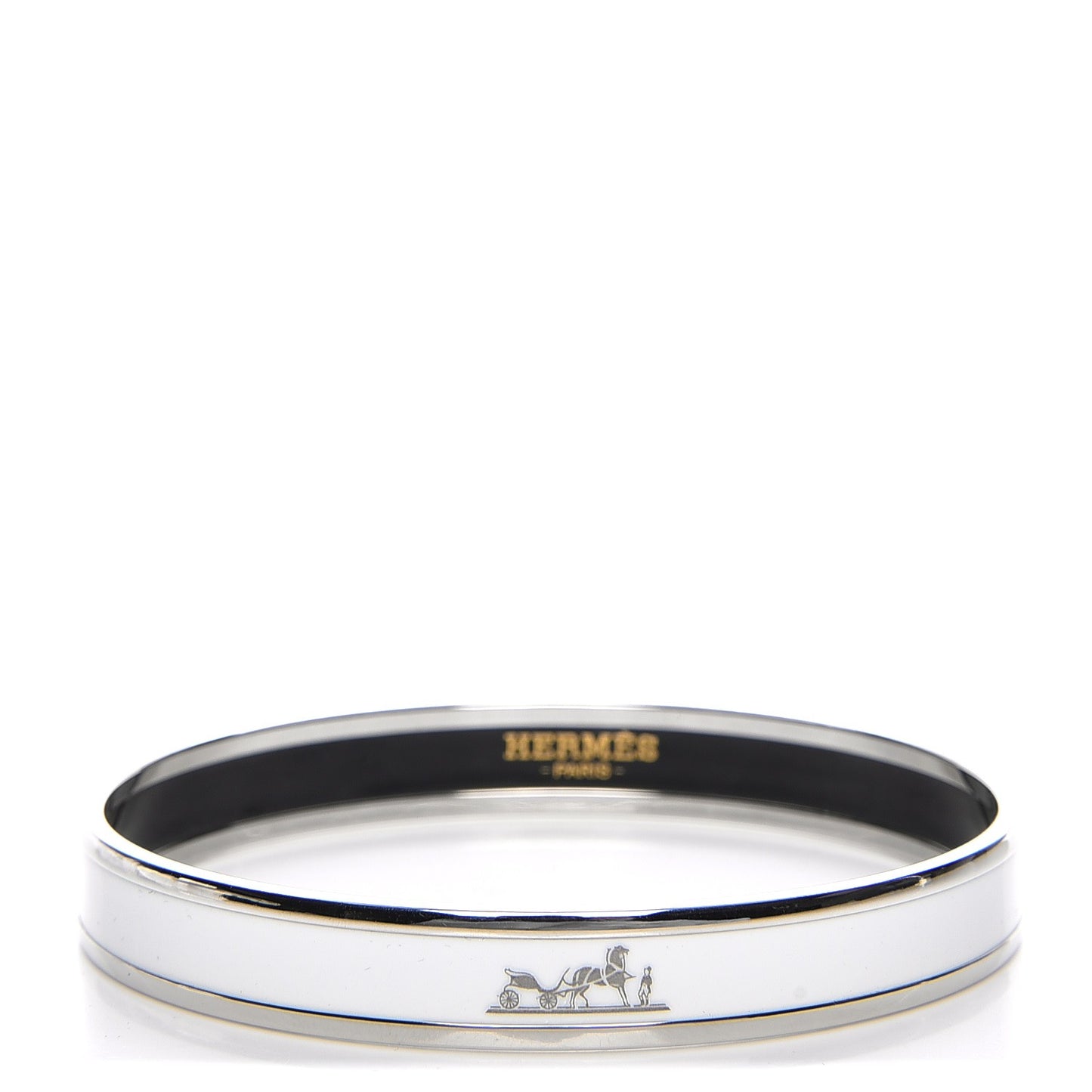 Enamel Printed Narrow Caleche Bracelet 65 White