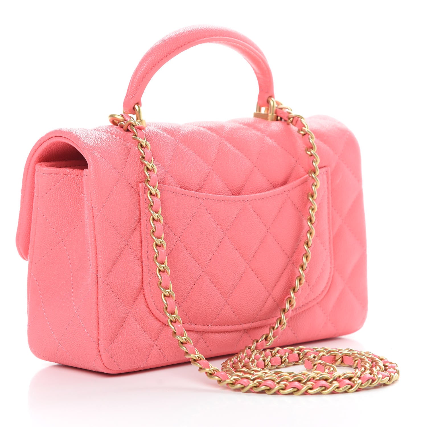 Chanel Caviar Quilted Mini Top Handle Rectangular Flap Pink 3 of 12