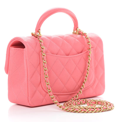 Chanel Caviar Quilted Mini Top Handle Rectangular Flap Pink 3 of 12