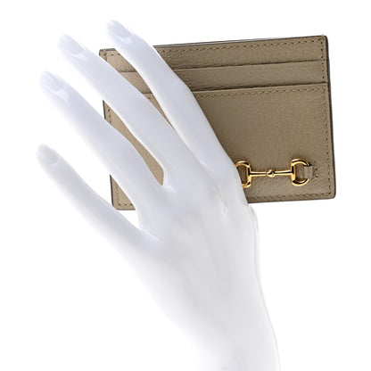 Gucci Textured Dollar Calfskin Horsebit 1955 Card Holder Beige 2 of 6