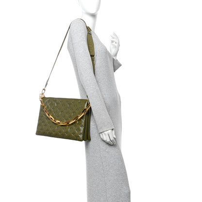 Louis Vuitton Lambskin Embossed Monogram Coussin MM Khaki 2 of 9