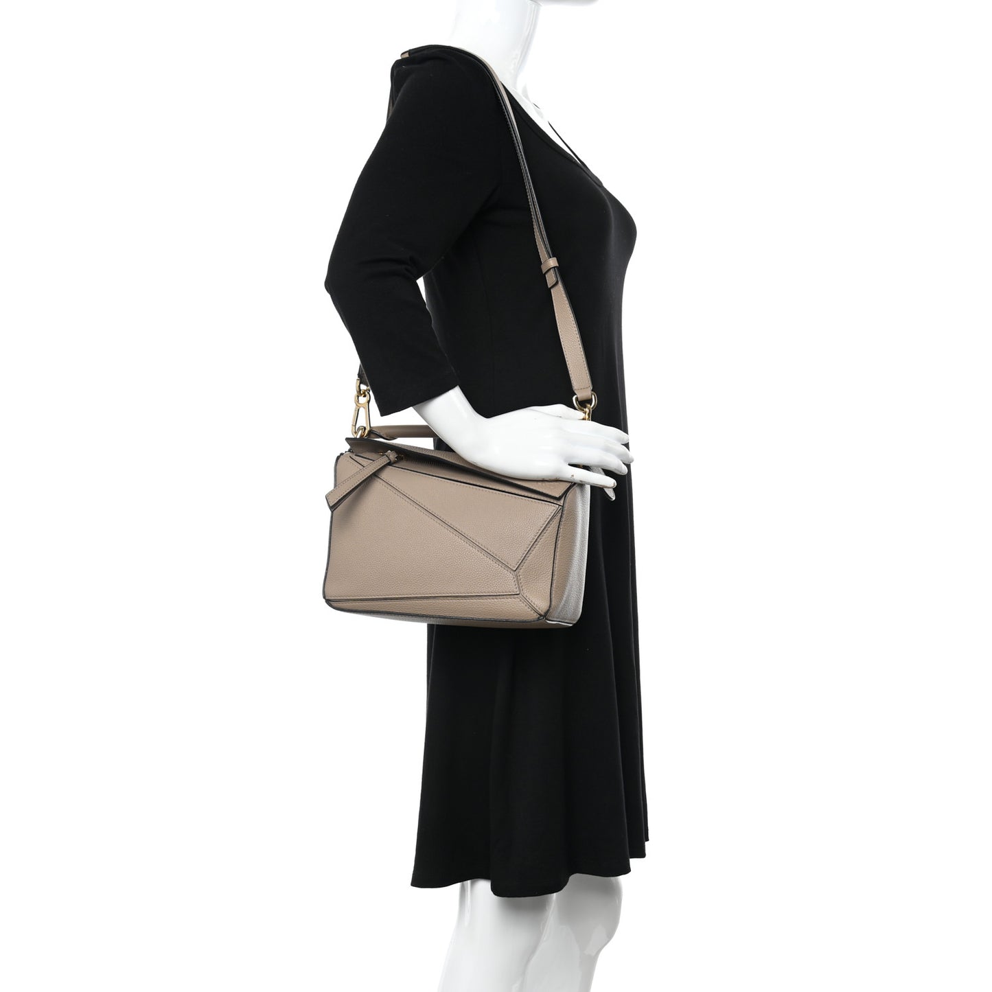Grained Calfskin Small Puzzle Bag Sand