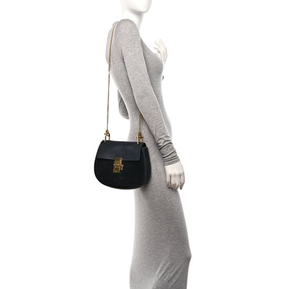 Chloe Suede Smooth Calfskin Drew Shoulder Bag Black 2 of 10