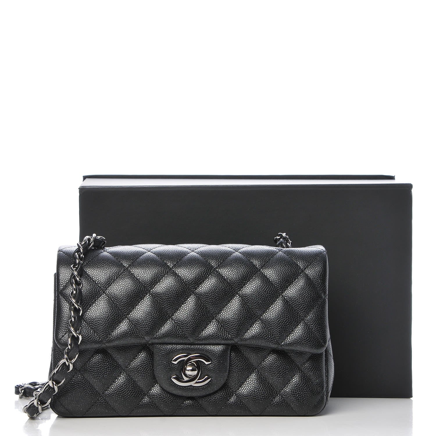 Chanel Iridescent Caviar Quilted Mini Rectangular Flap Black 8 of 8