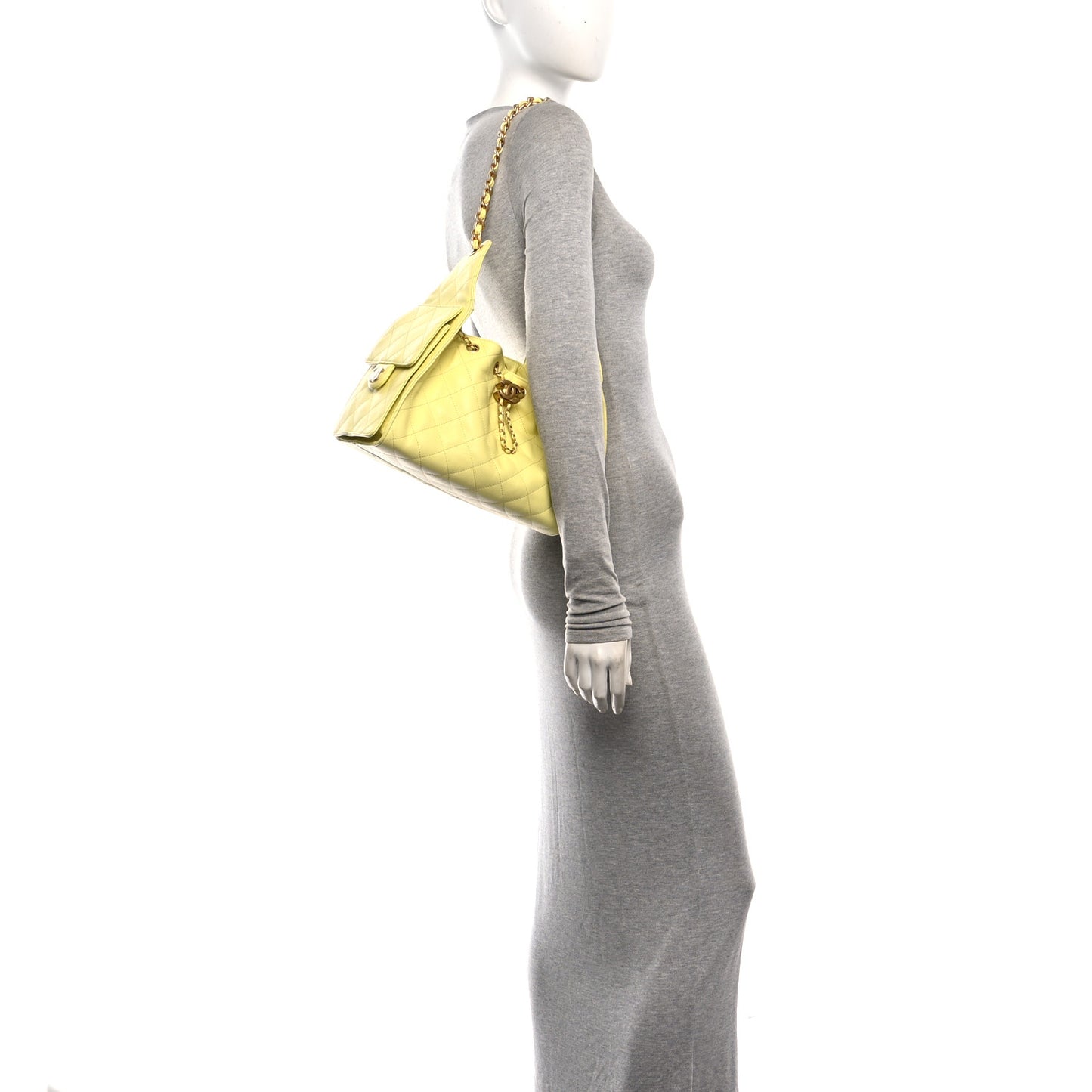 Caviar Quilted Small Chanel 25 Handbag Light Yellow