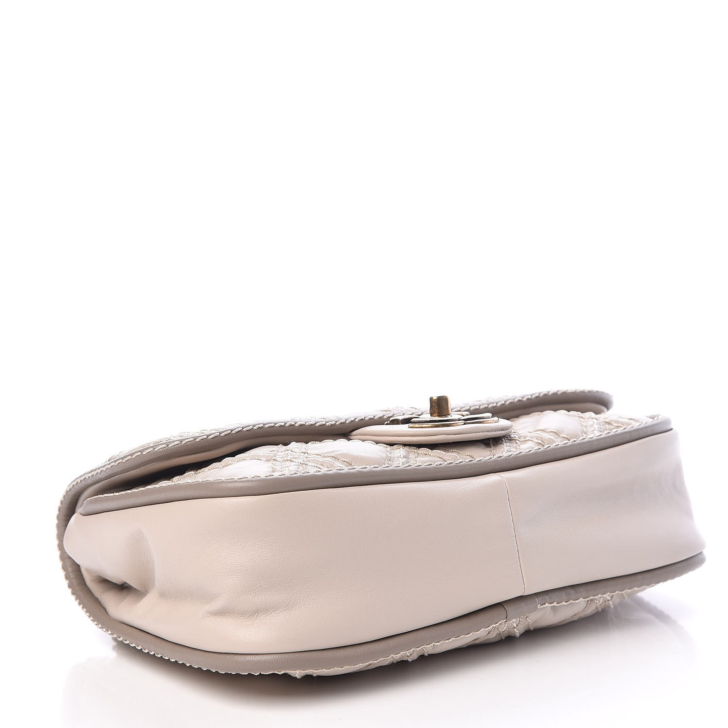 Calfskin Stitch Triptych Flap Beige