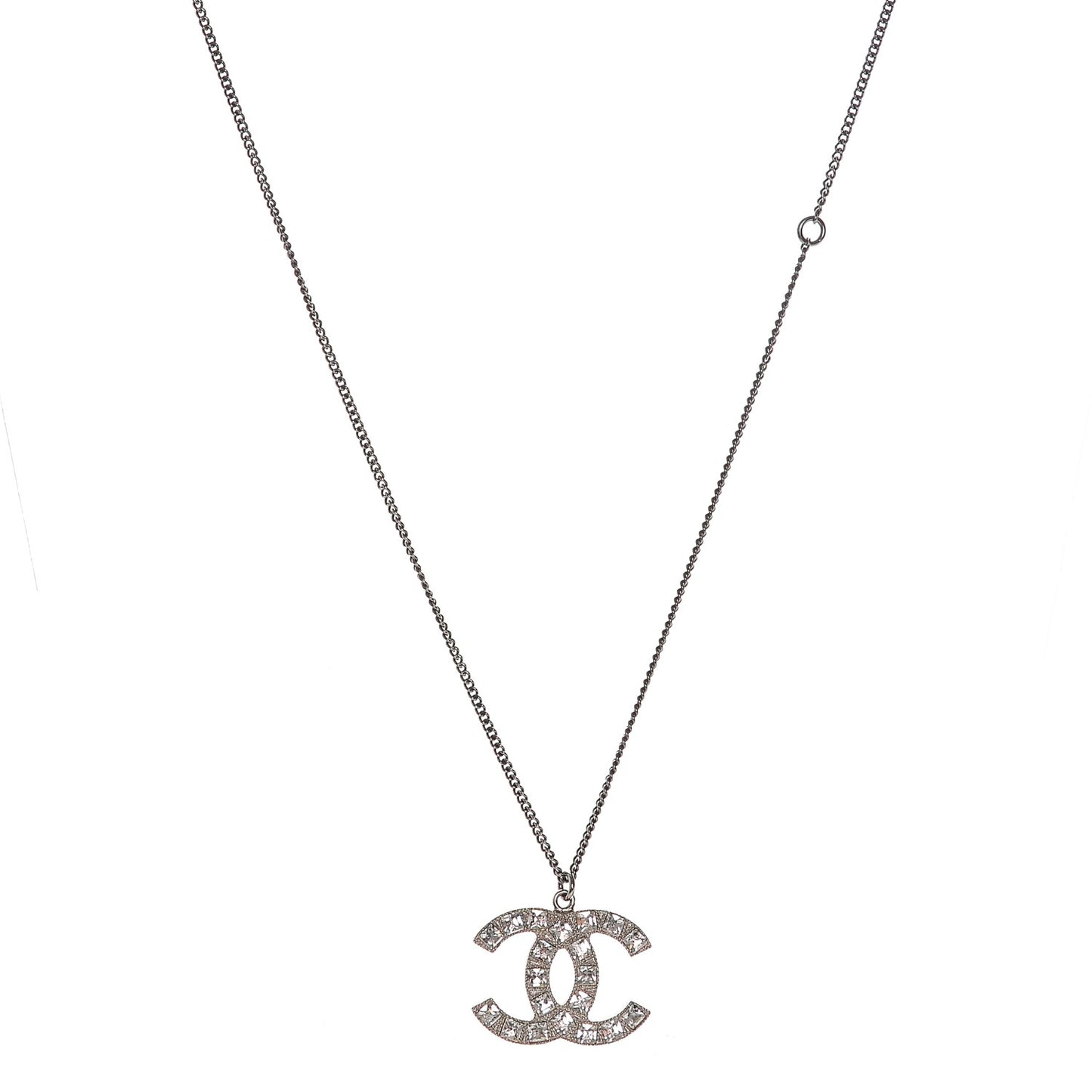 Baguette Crystal CC Necklace Silver