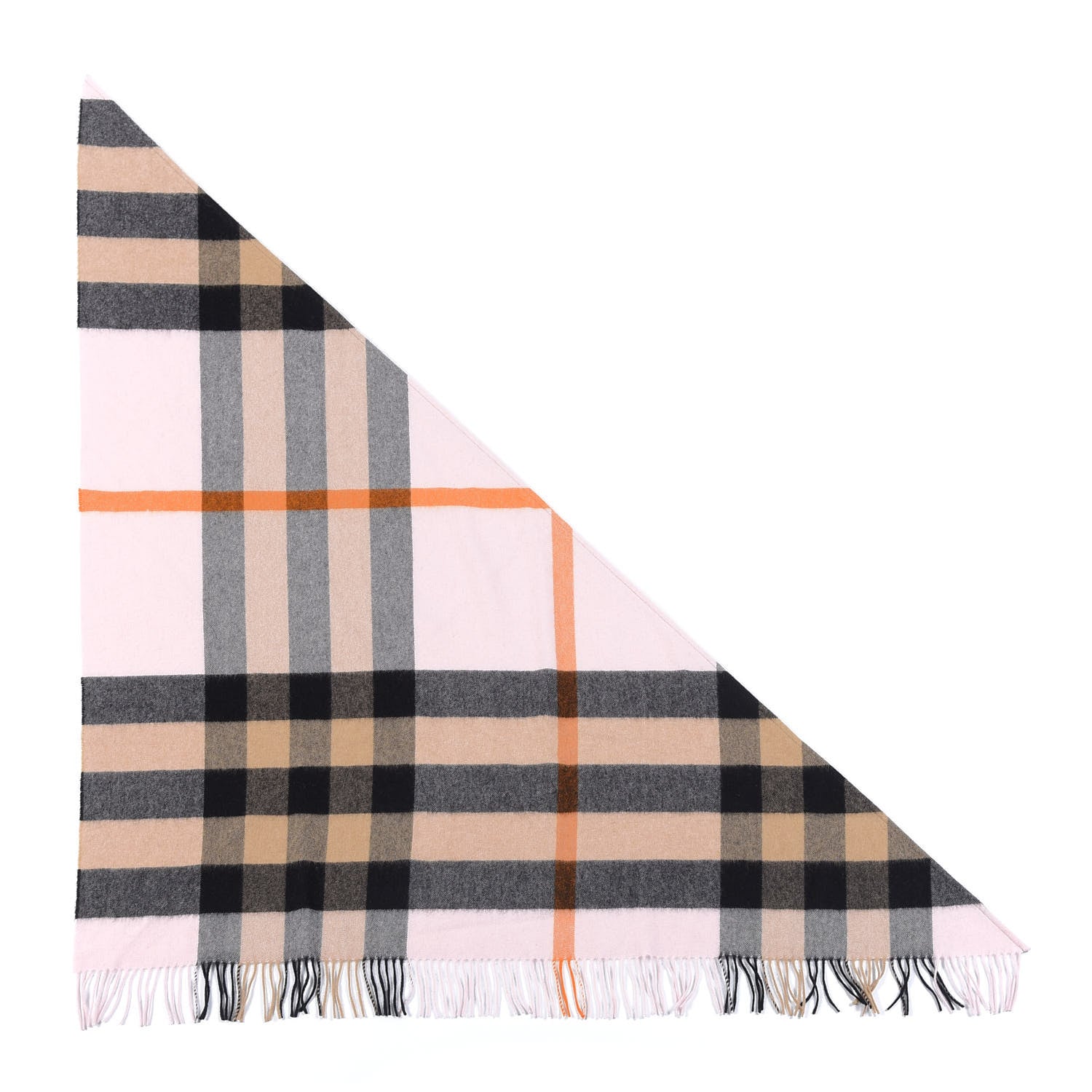 Burberry Cashmere Check Bandana Scarf Camel Ash Rose 2 of 3