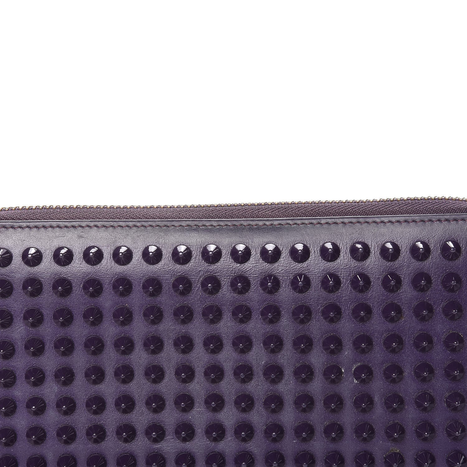 Christian Louboutin Calfskin Panettone Spiked Zip Around Wallet Iris 8 of 10