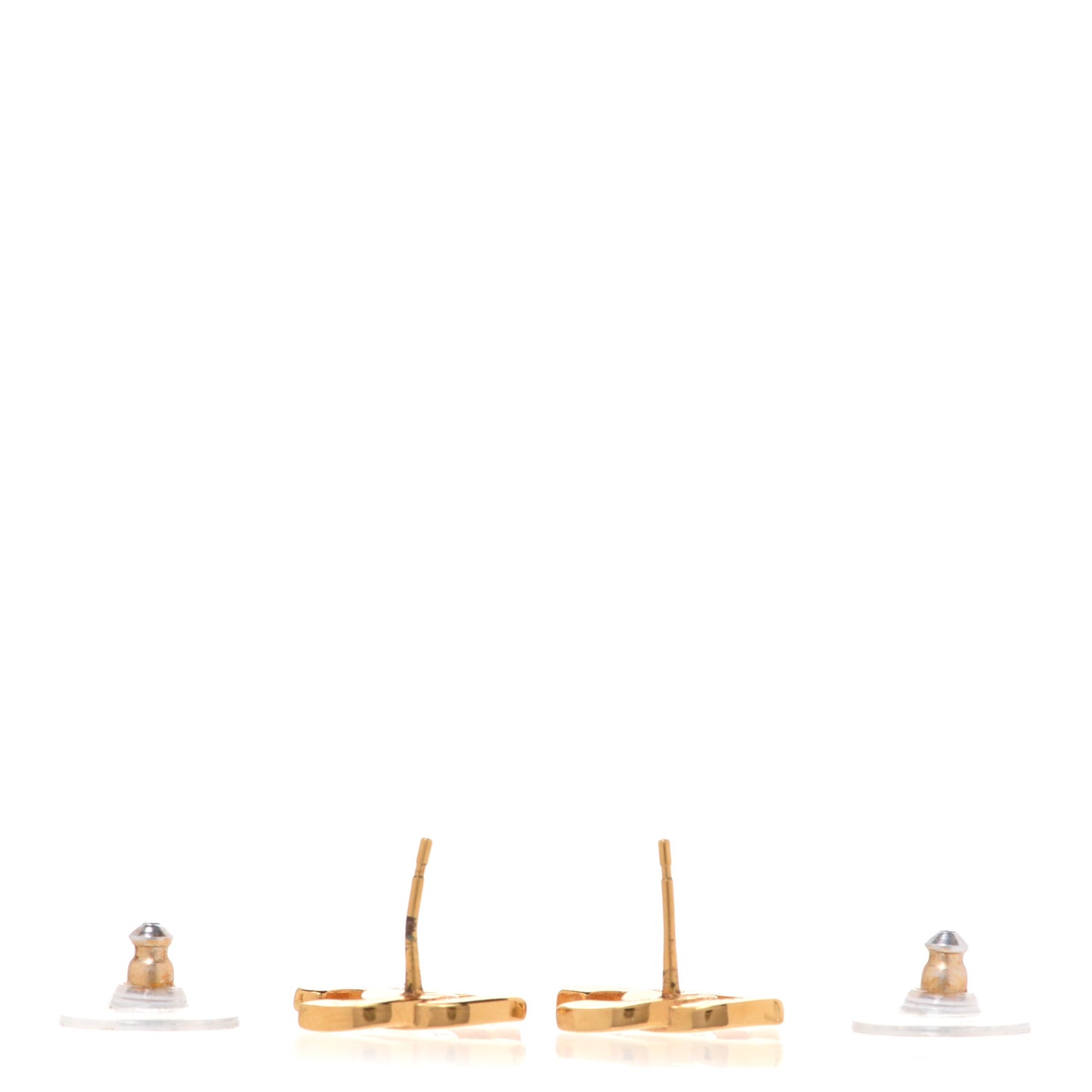 Metal CC Paris Button Stud Earrings Gold