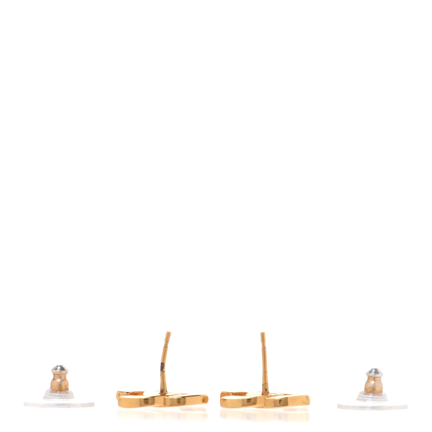 Chanel Metal CC Paris Button Stud Earrings Gold 3 of 4
