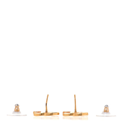 Chanel Metal CC Paris Button Stud Earrings Gold 3 of 4