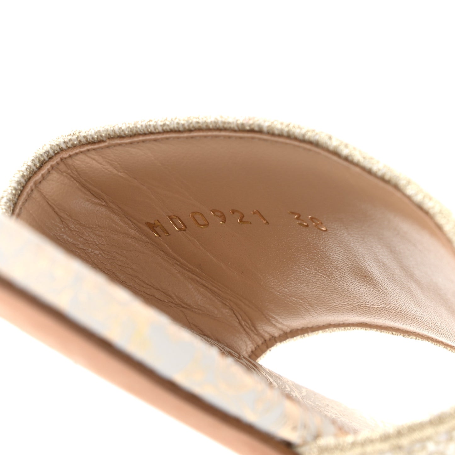 Metallic Canvas Embroidered Dway Mules Slide Sandals 38 Gold