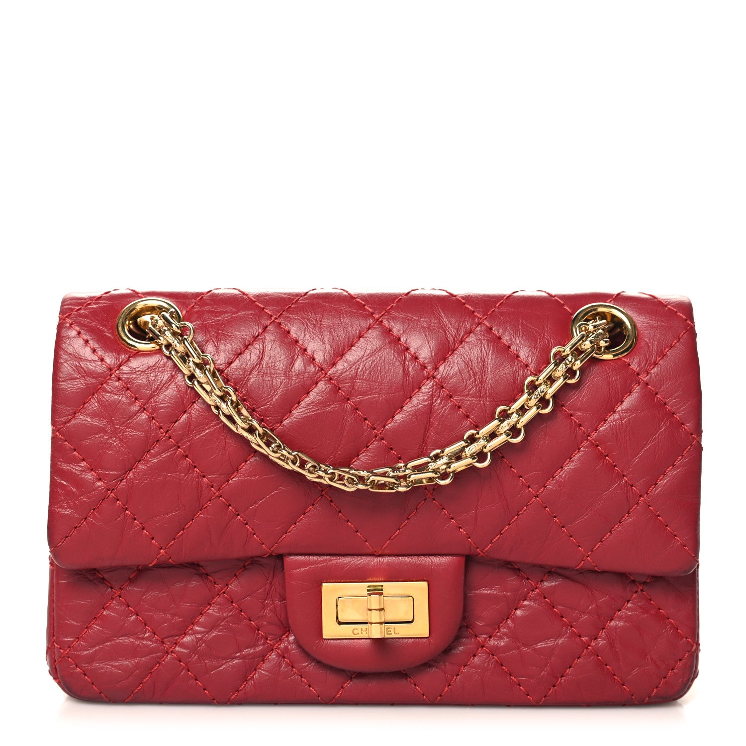 Chanel Aged Calfskin Quilted 2.55 Reissue Mini Flap Red 1 of 13