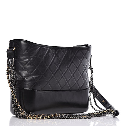 Chanel Aged Calfskin Quilted Medium Gabrielle Hobo Black 3 of 11