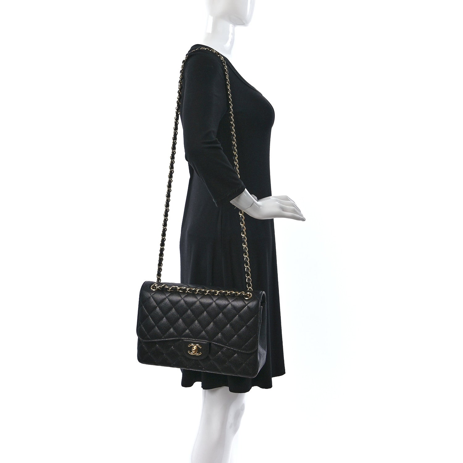 Chanel Caviar Quilted Jumbo Double Flap Black 2 of 14