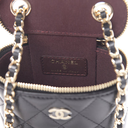 Chanel Lambskin Quilted Small Vertical Coco Beauty Vanity Case With Chain Black 5 of 10