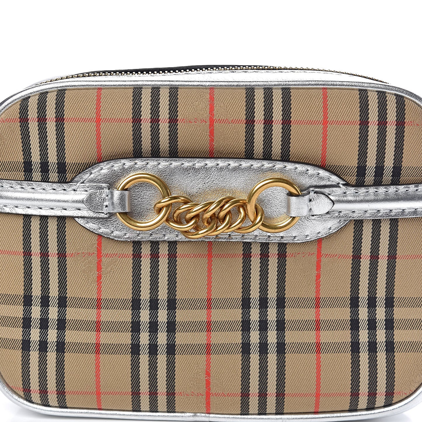 Metallic Smooth Calfskin 1983 Knight Check Link Bum Bag Silver