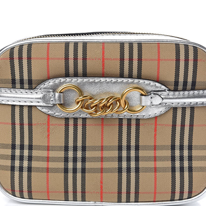 Burberry Metallic Smooth Calfskin 1983 Knight Check Link Bum Bag Silver 7 of 9