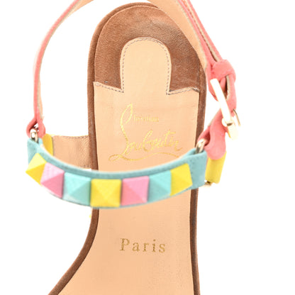 Christian Louboutin Veau Velours Pyraclou 110 Wedge Sandals 38 Biscotto 6 of 8