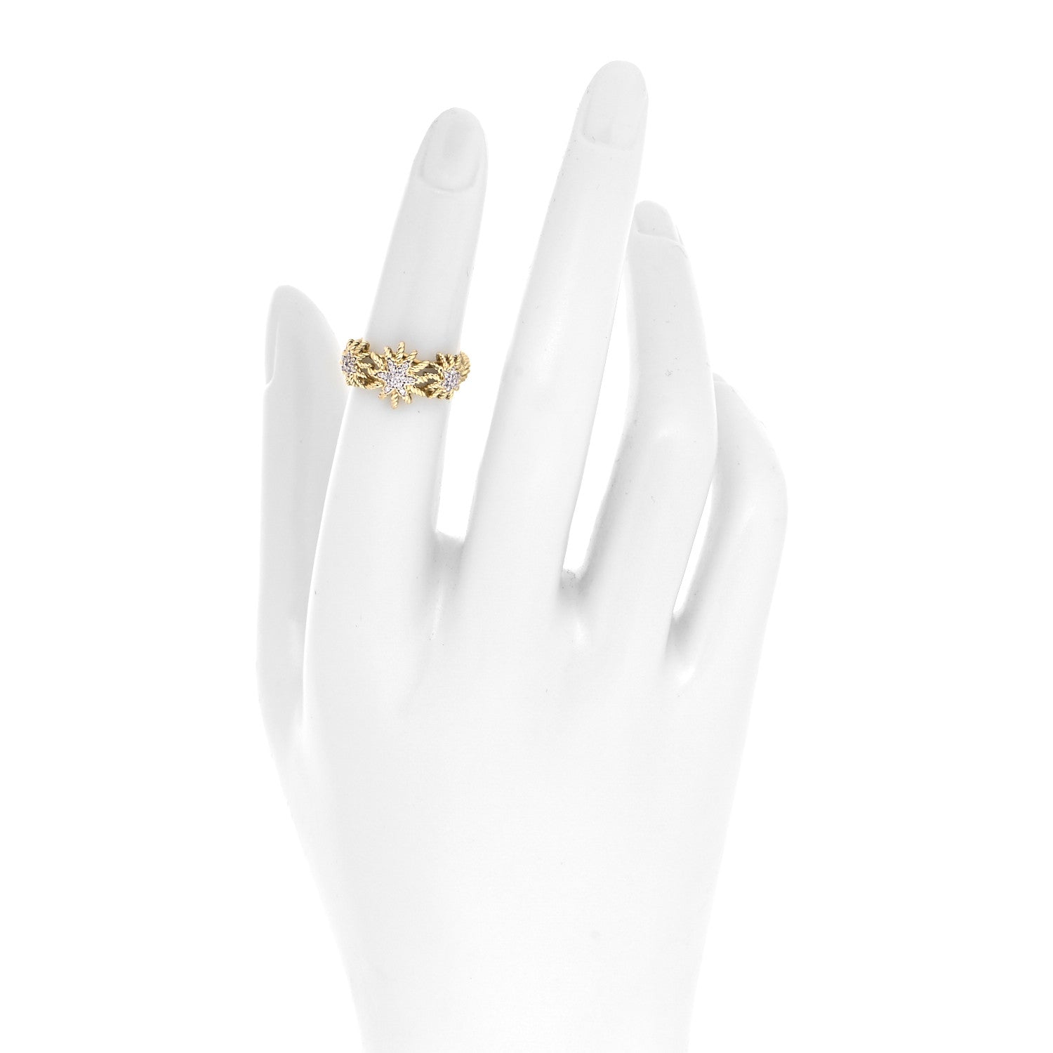 David Yurman 18K Yellow Gold Diamond Starburst Three Station Ring 49 4.75 3 of 4