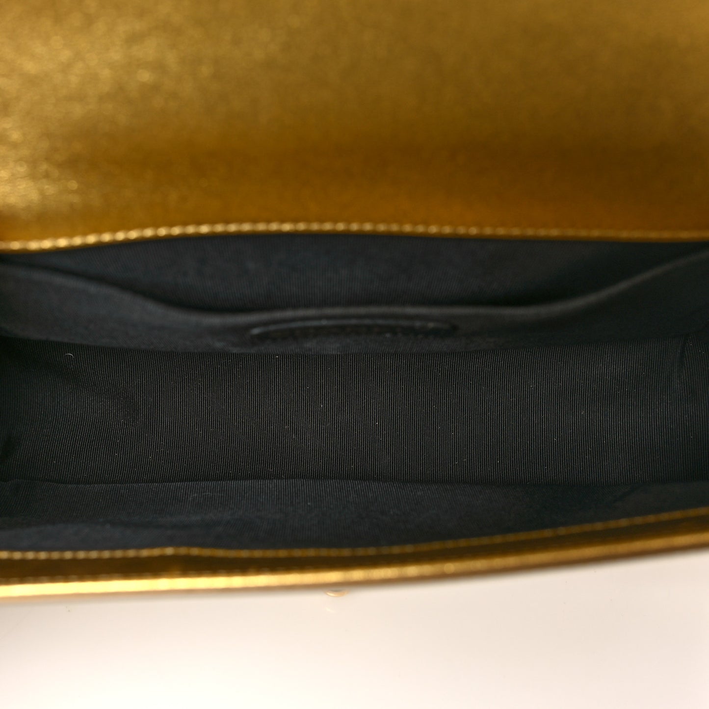 Metallic Patent Calfskin Quilted Medium Boy Flap Gold